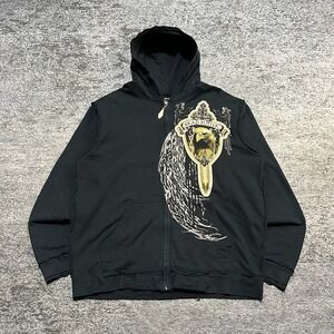 Brad Butter Zip Up‎ Hoodie Mens XL Black Eagle Grunge Biker Y2K Sweatshirt